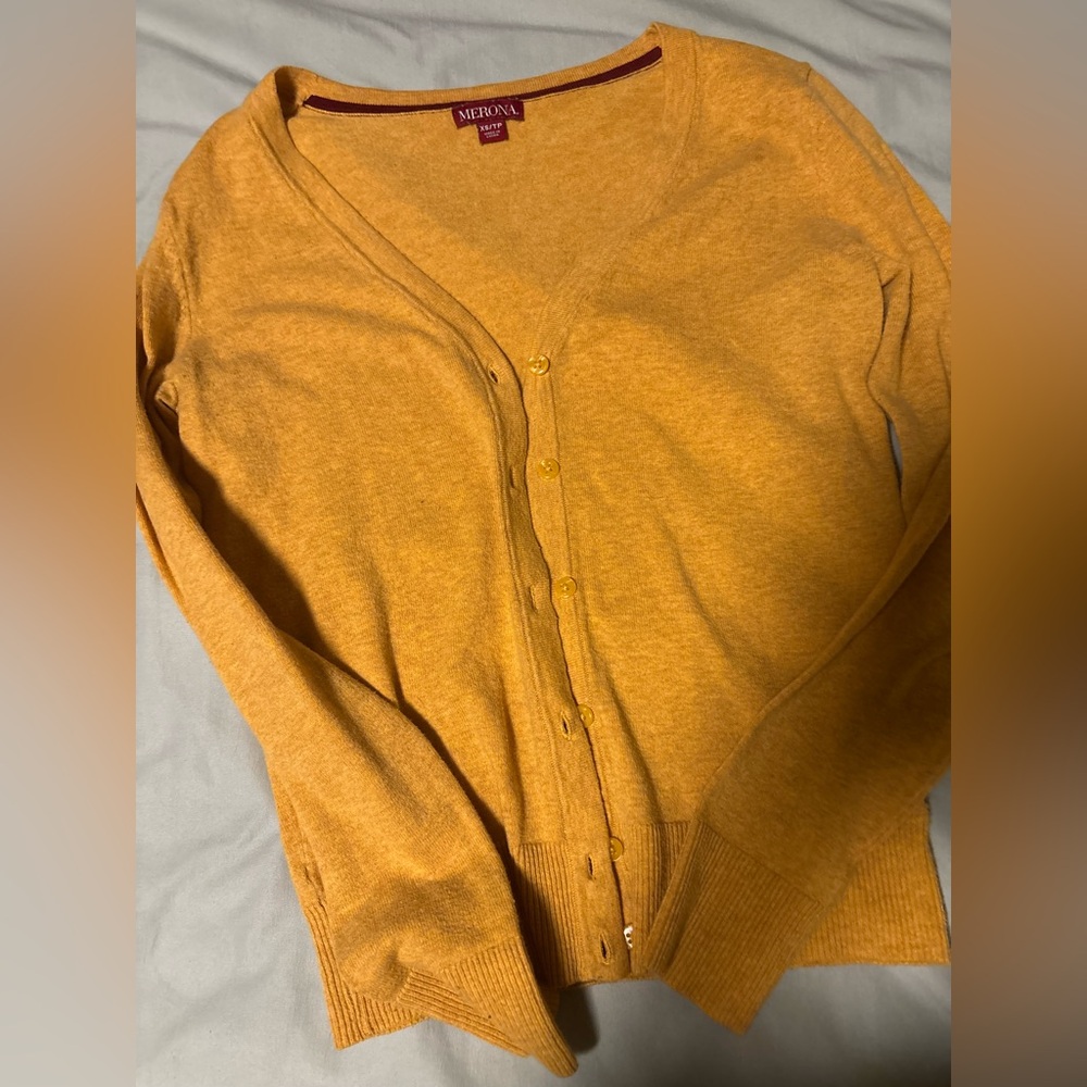 Mustard Color Button Front Cardigan